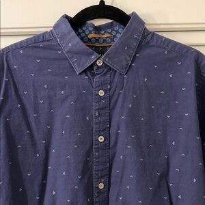 Ted Baker Men's Blue Patterned Button-Down Shirt